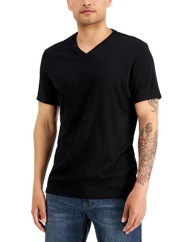 Alfani Travel Stretch V-neck T-shirt - Black