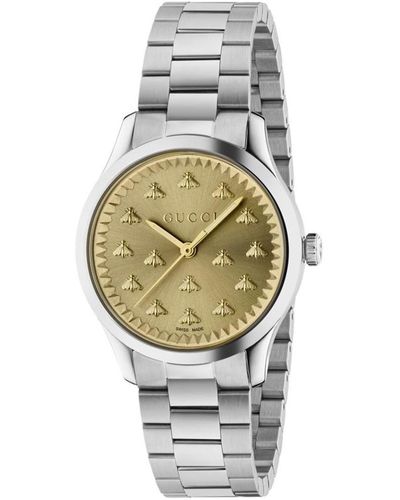 Gucci G Timeless Multibee Golden Stainless Steel Bracelet Watch - Metallic