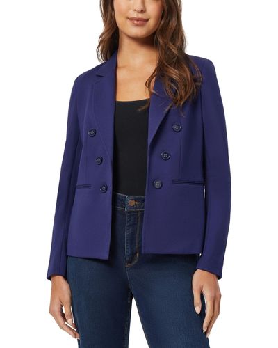 Jones New York Collection Compression Faux Double Breasted Jacket - Blue