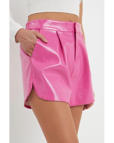 Grey Lab High-waisted Faux Leather Shorts - Pink