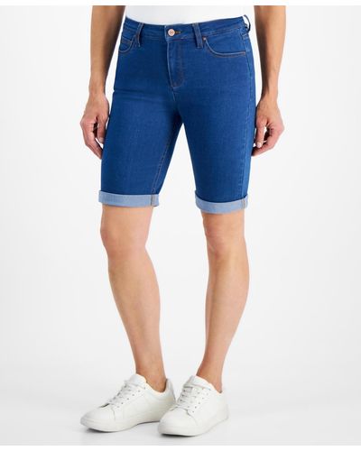 Jones New York Petite Lexington Denim Bermuda Shorts - Blue