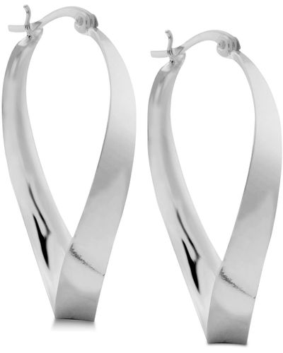 Essentials And Now This Polished Twist Medium Hoop Earrings - White