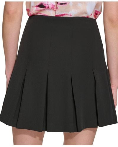 DKNY Petite Pleated Side-zip Mini Skirt - Black