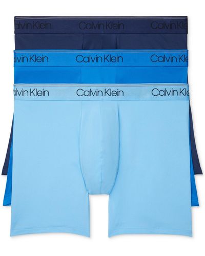 Calvin Klein 3-pack Microfiber Stretch Boxer Briefs Underwear - Blue