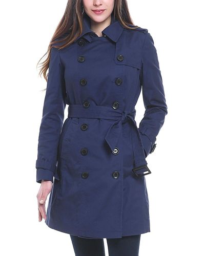 Kimi + Kai Adley Water Resistant Hooded Trench Coat - Blue