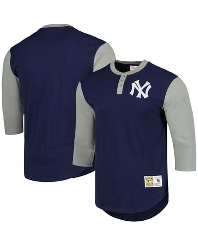 Men's Mitchell & Ness Derek Jeter Navy New York Yankees Cooperstown Collection Mesh Batting Practice Button-Up Jersey Size: Large