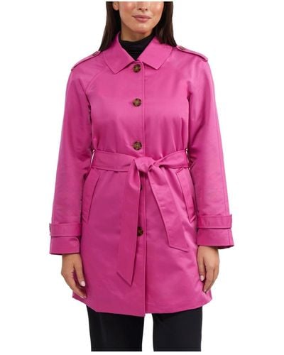 Ellen Tracy Cinched Waist Gillet Trench Coat - Pink