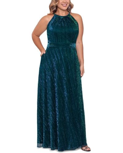 Betsy & Adam Plus Size Textured Gown - Green