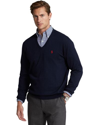 Polo Ralph Lauren Cotton V-neck Sweater - Blue