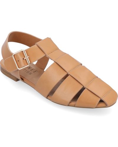 Journee Collection Cailinna Wide Width Caged Flats - Natural