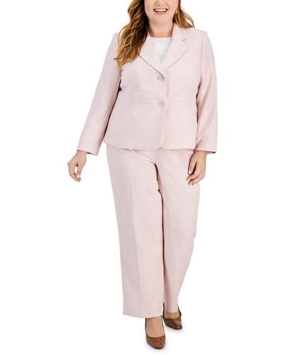 Le Suit Plus Size Button-front Side-zip Pantsuit - Pink