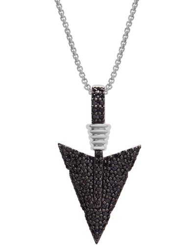 Macy's Black Diamond Arrow 22" Pendant Necklace (1/2 Ct. T.w. - White