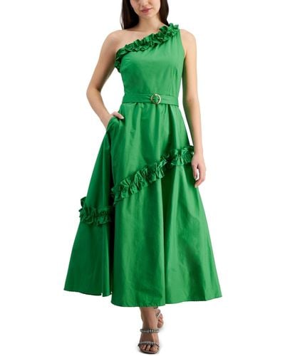 Taylor Ruffled A-line One-shoulder Dress - Green