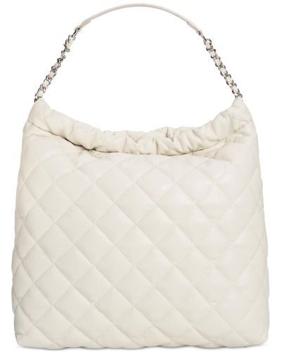 INC International Concepts Kyliee Quilted Faux Leather Large Shoulder Bag - Natural