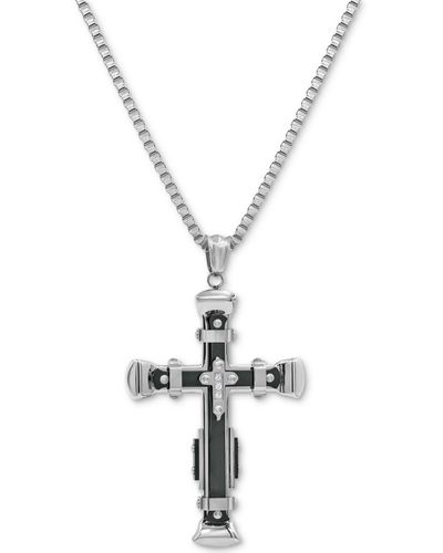 Black Jack Jewelry Cubic Zirconia Cross 24" Pendant Necklace - Metallic