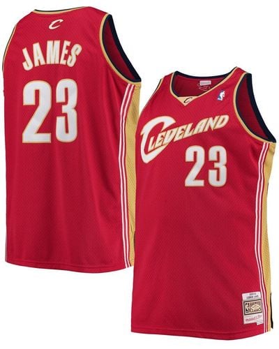 Mitchell & Ness Lebron James Cleveland Cavaliers Big And Tall Hardwood Classics Swingman Jersey - Red