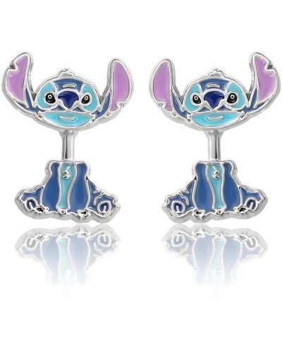 Disney Lilo And Stitch Blue Enamel Stitch Stud Earrings