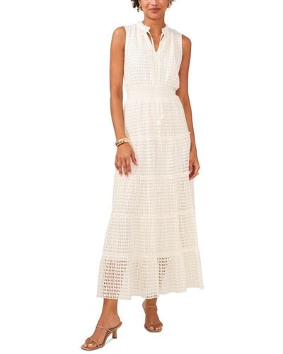 1.STATE Sleeveless Tie V-neck Smocked-waist Maxi Dress - Natural