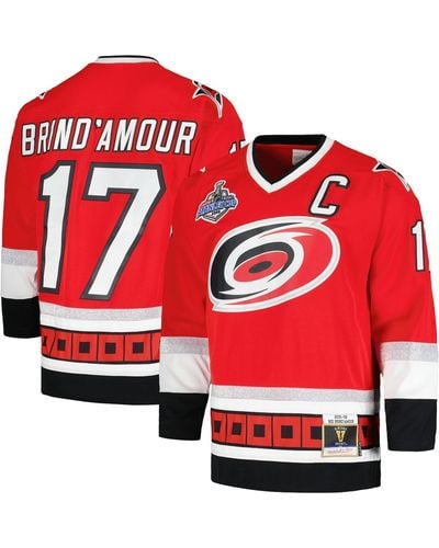 Mitchell & Ness Rod Brind'amour Carolina Hurricanes 2005/06 Captain Patch Blue Line Player Jersey - Red