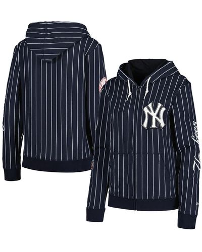 KTZ New York Yankees Pinstripe Tri-blend Full-zip Jacket - Blue