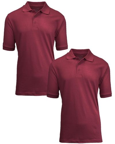 Galaxy By Harvic Short Sleeve Pique Polo Shirt - Red