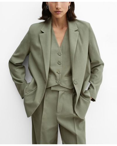 Mango Pockets Suit Blazer - Green