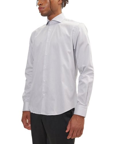 Ron Tomson Modern Spread Collar Fitted Shirt - Gray