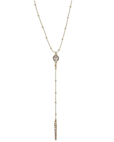 Laundry by Shelli Segal Crystal Circle Bar 25" Lariat Necklace - Metallic