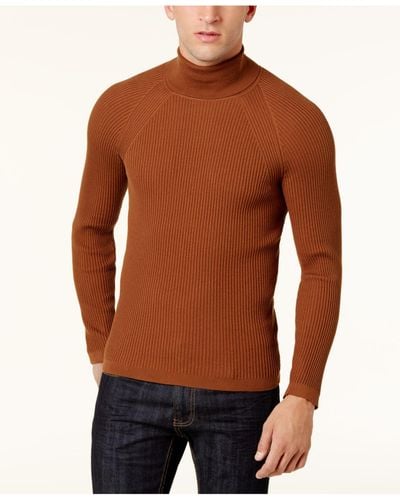 INC International Concepts Men's Ribbed Turtleneck Sweater - Brown