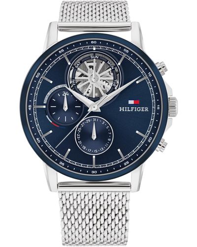 Tommy Hilfiger Multifunction -tone Stainless Steel Mesh Watch 44mm - Blue