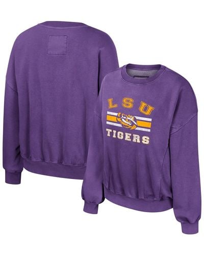 Colosseum Athletics Lsu Tigers Audrey Washed Pullover Sweatshirt - Purple