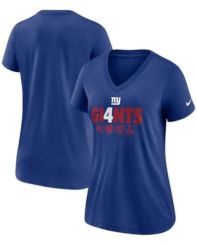 Nike New York Giants Hometown Collection Tri-blend V-neck T-shirt - Blue