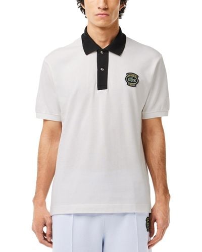 Lacoste Ribbed Short Sleeve Logo Polo Shirt - White