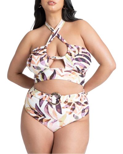 Eloquii Plus Size Belted Bikini Bottom - Pink