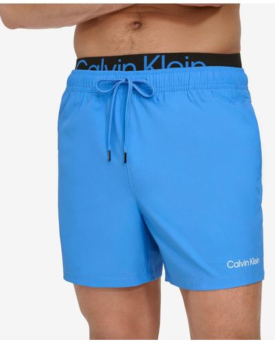 Calvin Klein Logo Elastic Waist Modern Euro 5" Volley Swim Trunks - Blue