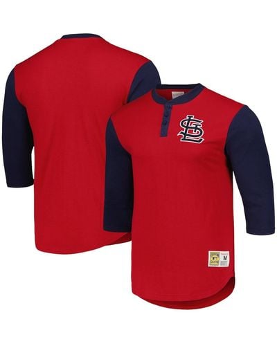 Mitchell & Ness St. Louis Cardinals Cooperstown Collection Legendary Slub Henley 3/4-sleeve T-shirt - Red