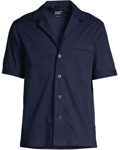 Lands' End Short Sleeve Essential Pajama Shirt - Blue