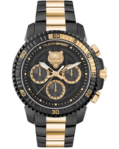 Philipp Plein Chronograph Date Quartz Powerlift Gold-tone And Black Stainless Steel Bracelet Watch 45mm - Metallic