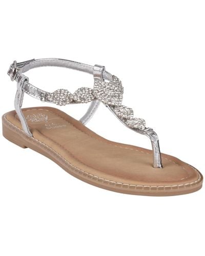 Gc Shoes Cali Embellished T Strap Flat Sandals - White