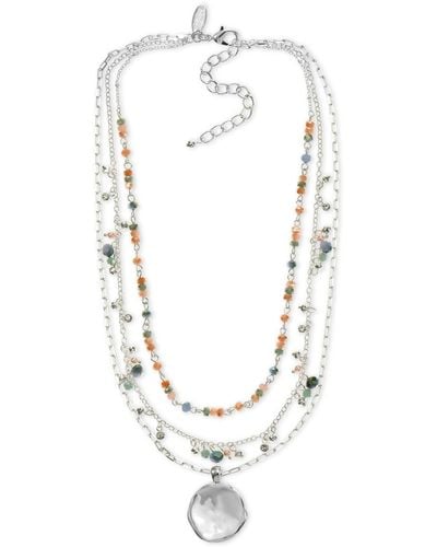 Style & Co. Mixed-metal Layered Beaded Pendant Necklace - White