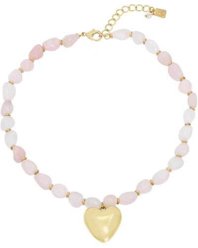 Robert Lee Morris Rose Quartz Heart Pendant Necklace - Metallic