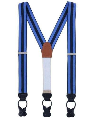 Trafalgar Balint 38mm Striped Non Stretch Grosgrain Ribbon Button End Suspenders - Blue