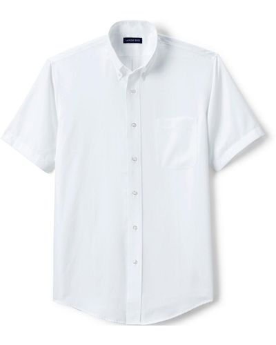 Lands' End School Uniform Short Sleeve No Iron Pinpoint Dress Shirt - White