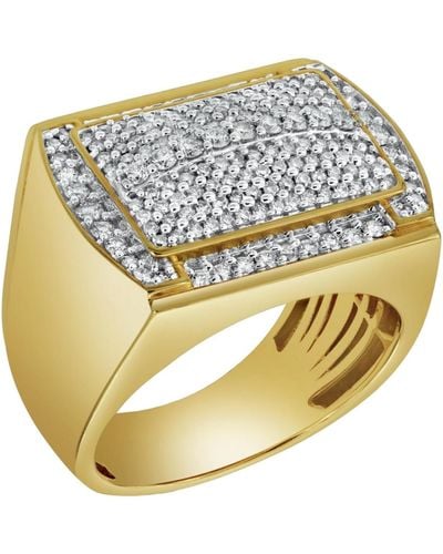 LuvMyJewelry Hip Hop Headlight Natural Certified Diamond3.24 Cttw Round Cut 14k Gold Statement Ring - Metallic