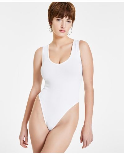 BarIII Ribbed Seamless Sleeveless Bodysuit - White
