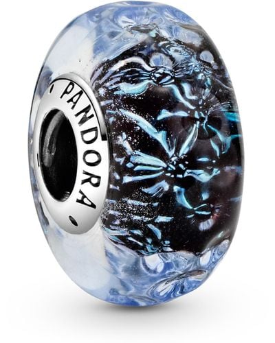 PANDORA Sterling Silver Wavy Dark Murano Glass Ocean Charm - Blue