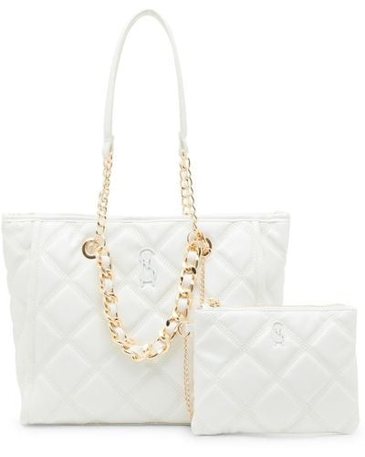 Steve Madden Katt Faux Leather Quilted Tote - White