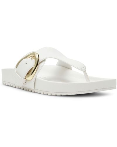 Anne Klein Dori Footbed Thong Flat Sandals - White