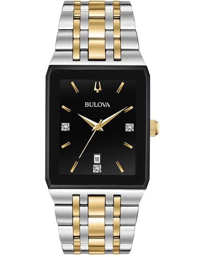 Bulova Diamond-accent Two-tone Stainless Steel Bracelet Watch 30.5x45mm - Multicolor