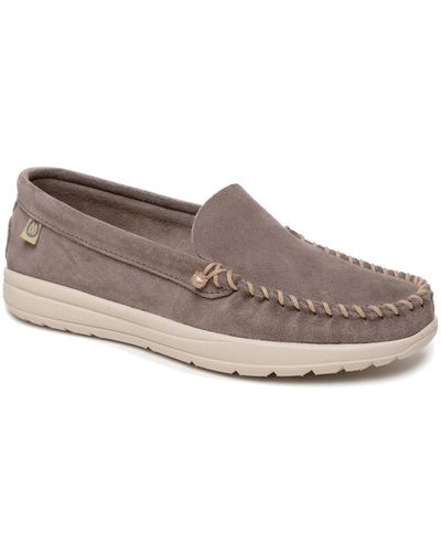 Minnetonka Discover Classic Slip-on Moccasin Shoes - Gray